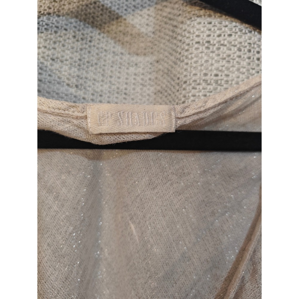 CP Shades Sparkle Linen Tank Top Champagne Beige V-Neck Empire Waist Large - Picture 3 of 5